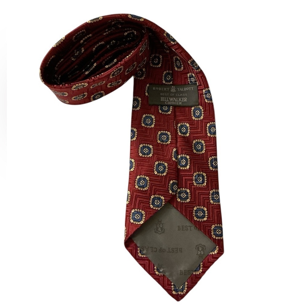 Robert Talbott Red and Gold Geometric Tie r - Picture 2 of 4